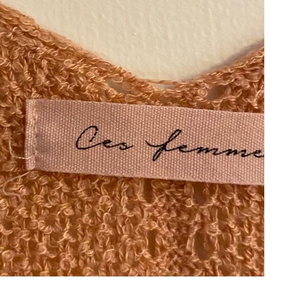 Ces Femme Rose Sweater V-neck Long Sleeves Warm Cozy Oversized - Picture 4 of 6